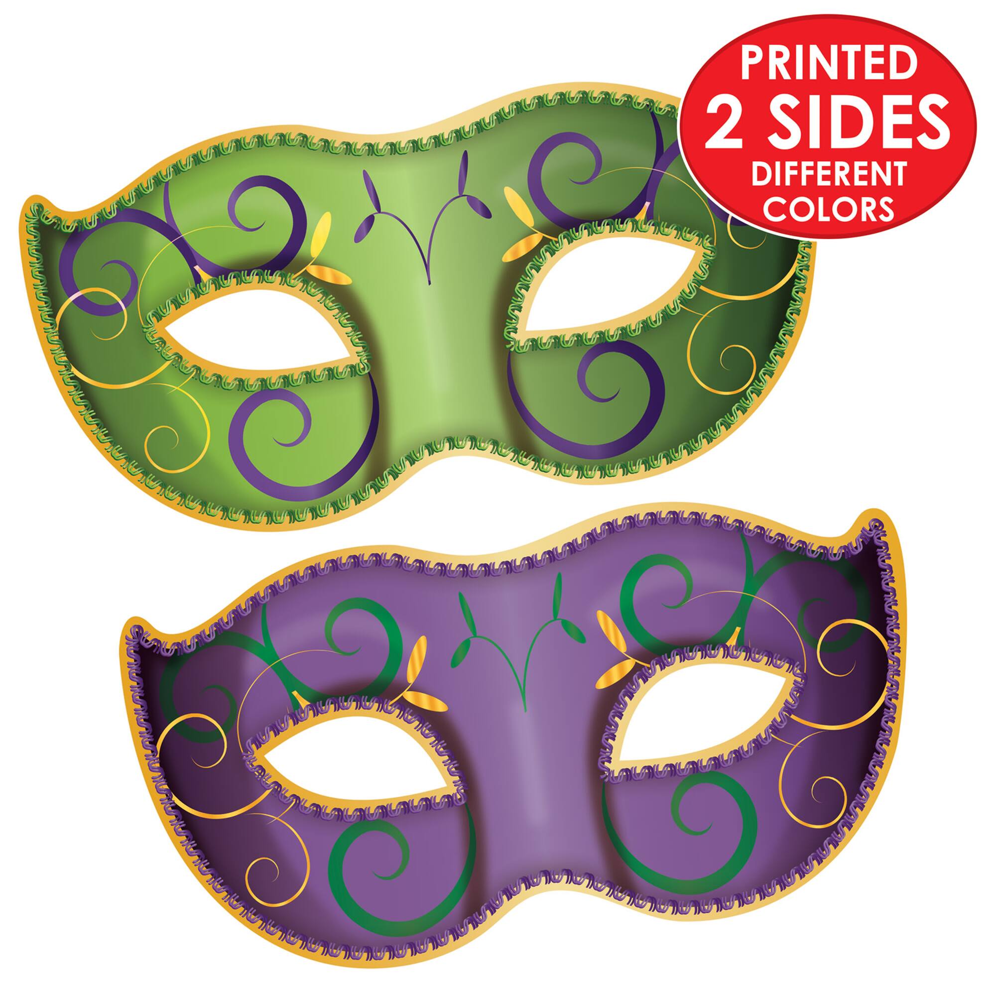 Beistle Assorted 37" Jumbo Mardi Gras Mask Cutouts, 2ct.